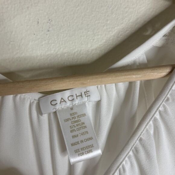 Cache Top Womens Medium Lace Mesh Sheer Long Sleeve Romantic Blouse Elegant - Picture 7 of 12